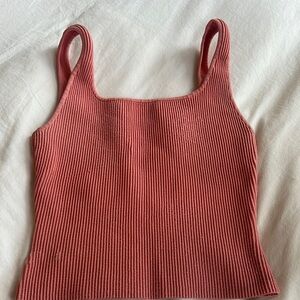 Babaton Aritzia Ribbed Coral Pink Tank Top Size M